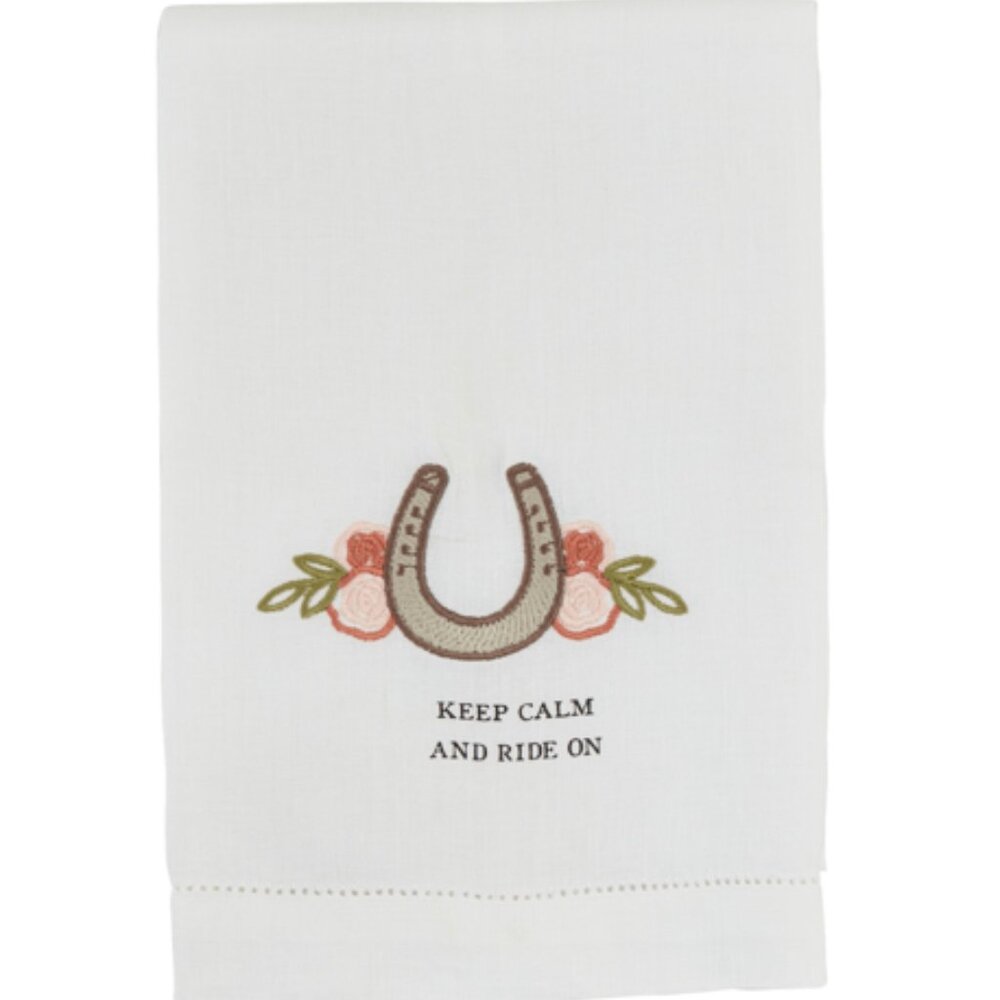 Mud Pie Western Horse Shoe Embroidered Bathroom Towel 21" x 14" NEW
